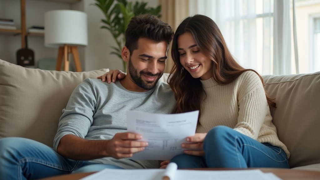 זוג מעיין בקבלה מודפסת על תרומה ובודק שהפרטים נכונים לפני שמירה בתיק