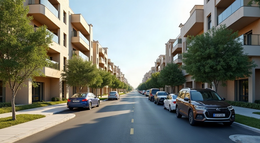 רחוב מגורים בגבעתיים עם בנייני מחיר למשתכן חדשים יחסית