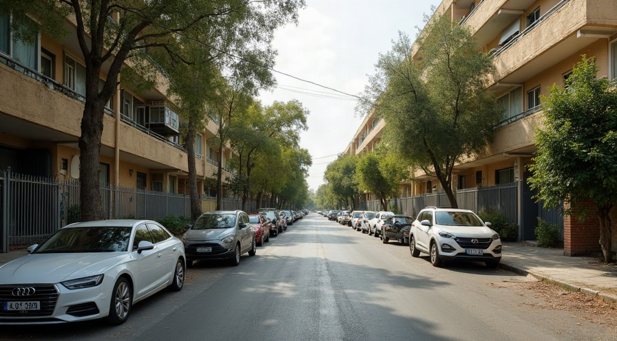 רחוב ביאליק ברמת גן הוותיקה עם בנייני מגורים משנות החמישים